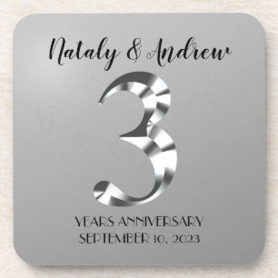 Metallic Silver Third Wedding Jubileum Bier Onderzetter