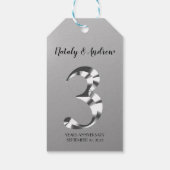 Metallic Silver Third Wedding Jubileum Cadeaulabel (Achterkant)