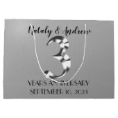 Metallic Silver Third Wedding Jubileum Groot Cadeauzakje (Achterkant)