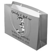 Metallic Silver Third Wedding Jubileum Groot Cadeauzakje (Achterkant Gekanteld)