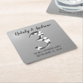 Metallic Silver Third Wedding Jubileum Kartonnen Onderzetters (Schuin)