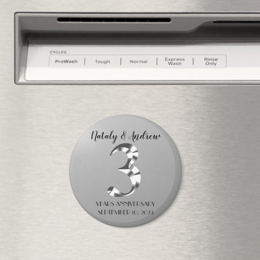 Metallic Silver Third Wedding Jubileum Magneet (Insitu (Vaatwasser))