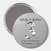 Metallic Silver Third Wedding Jubileum Magneet (Voorkant / Achterkant)