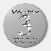Metallic Silver Third Wedding Jubileum Magneet (Voorkant)