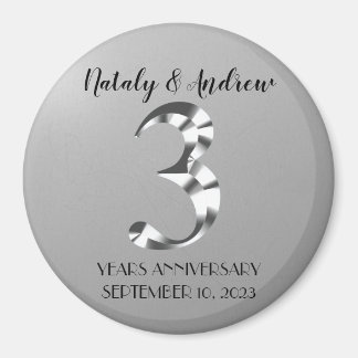 Metallic Silver Third Wedding Jubileum Magneet