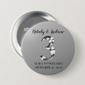 Metallic Silver Third Wedding Jubileum Ronde Button 7,6 Cm (Voorkant /achterkant)