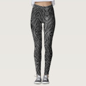 Metallic Silver Tiger Stripes Animal Print Leggings (Voorkant)
