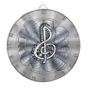 Metallic Silver Treble Clef Musical Art Dartbord