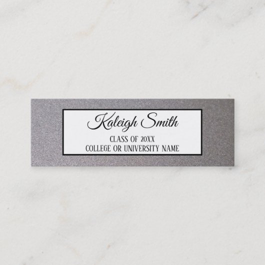 Metallic Silver White Afstuderen Invoegnaam Kaart Contactkaartje (Voorkant)
