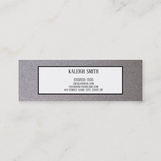 Metallic Silver White Afstuderen Invoegnaam Kaart Contactkaartje (Achterkant)