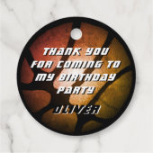 Metallic Sinaasappel basketbal Dank u Verjaardag Bedankjes Labels (Achterkant)