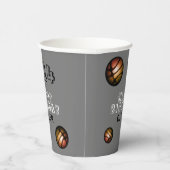 Metallic Sinaasappel basketbal verjaardagsfeestje Papieren Bekers (Rechts)