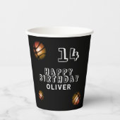 Metallic Sinaasappel Basketbal Verjaardagsfeestje Papieren Bekers (Voorkant)