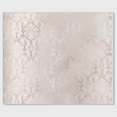 Metallic Skinny Roos Gold Blush Grey Silver Damask Cadeaupapier (Vlak)