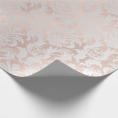 Metallic Skinny Roos Gold Blush Grey Silver Damask Cadeaupapier (Hoek)