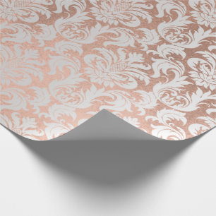 Metallic Skinny Roos Gold Coppe Grey Silver Damask Cadeaupapier