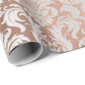 Metallic Skinny Roos Gold Coppe Grey Silver Damask Cadeaupapier (Rol Hoek)
