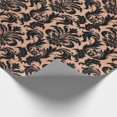 Metallic Skinny Roos Gold Copper Grey Black Damask Cadeaupapier (Hoek)