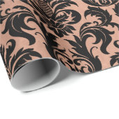 Metallic Skinny Roos Gold Copper Grey Black Damask Cadeaupapier (Rol Hoek)