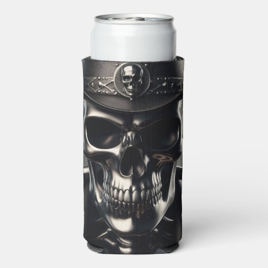 Metallic Skull Cowboy Koelbox Seltzer Blikjeskoeler (Seltzer Achterkant)