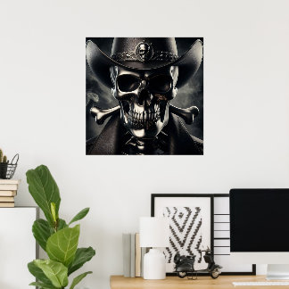 Metallic Skull Cowboy-Poster Poster