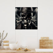 Metallic Skull Cowboy-Poster Poster (Keuken)