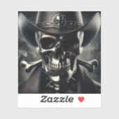 Metallic Skull Cowboy Vinyl Sticker (Vel)
