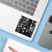 Metallic Skull Cowboy Vinyl Sticker (Laptop met iPhone)