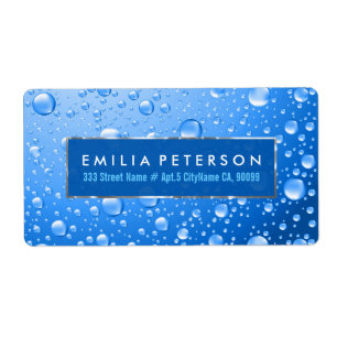 Metallic Sky Blue Rain Drops Zilveren accenten Etiket
