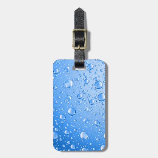Metallic Sky Blue Rain druppels Bagagelabel (Voorkant verticaal)