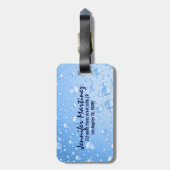 Metallic Sky Blue Rain druppels Bagagelabel (Achterkant verticaal)