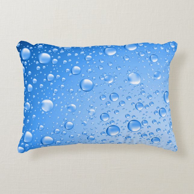 Metallic Sky Blue Rain druppels Decoratief Kussen (Voorkant)