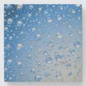 Metallic Sky Blue Rain druppels Stenen Onderzetter (Voorkant)