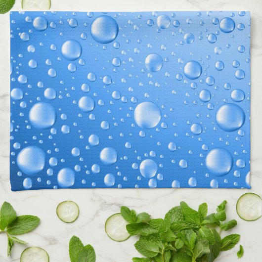 Metallic Sky Blue Rain druppels Theedoek (Gevouwen)