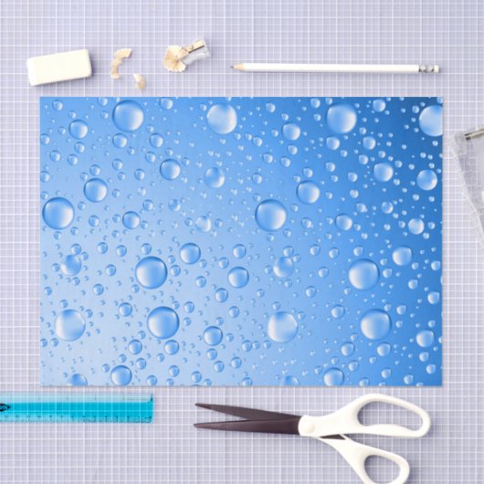 Metallic Sky Blue Rain druppels Tissuepapier (Craft)