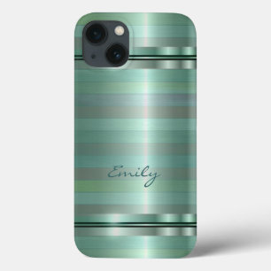 Metallic Soft Green Stripes Patroonmonogram Case-Mate iPhone Case
