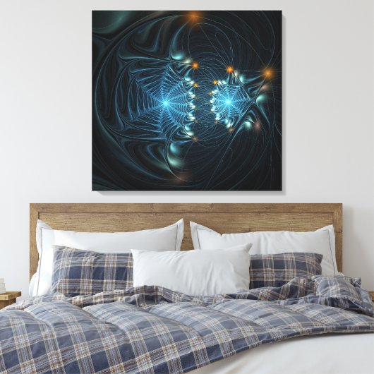 Metallic spider Webs Canvas Afdruk (Insitu (Slaapkamer))