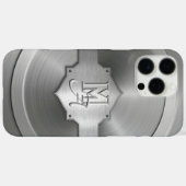 Metallic staal gegraveerd trompe l’oeil monogram Case-Mate iPhone case (Achterkant (horizontaal))
