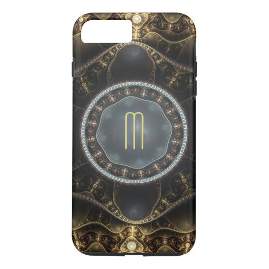 Metallic Steampunk Fractal Monogram Case-Mate iPhone Case (Achterkant)