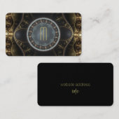 Metallic Steampunk Fractal Monogram Visitekaartje (Voorkant / Achterkant)