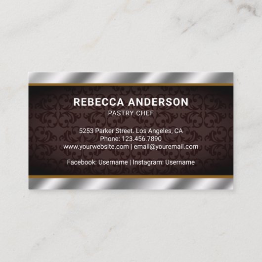 Metallic Steel Keuken Rolling Pin Pastry Chef Visitekaartje (Achterkant)