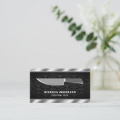 Metallic Steel Keukenmes Persoonlijke Chef Visitekaartje (Staand voorkant)