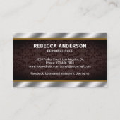 Metallic Steel Keukenmes Persoonlijke Chef Visitekaartje (Achterkant)