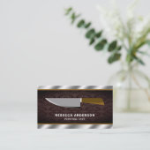 Metallic Steel Keukenmes Persoonlijke Chef Visitekaartje (Staand voorkant)