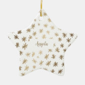 Metallic sterren met naam - goud keramisch ornament (Voorkant)