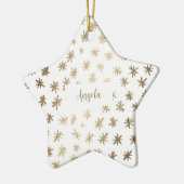 Metallic sterren met naam - goud keramisch ornament (Links)