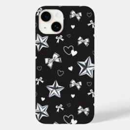 Metallic Sterrenlint Hart Zwart Y2K Patroon Case-Mate iPhone 14 Hoesje