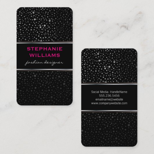 Metallic Stippen Pattern Black Visitekaartje (Voorkant / Achterkant)