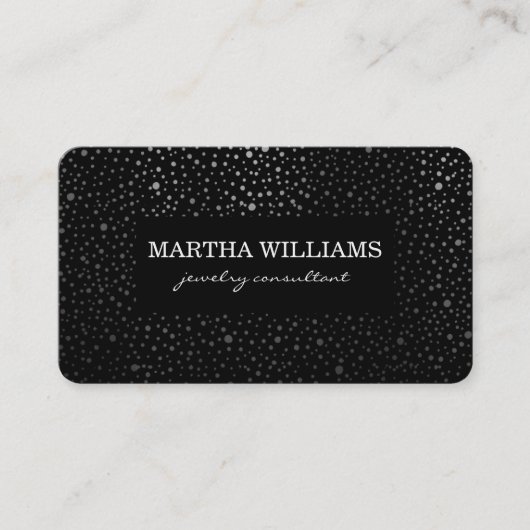 Metallic Stippen Pattern Black Visitekaartje (Voorkant)