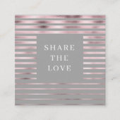 Metallic strepen Roos Goud Modern Loyalty Kaart Vierkante Visitekaartje (Voorkant)